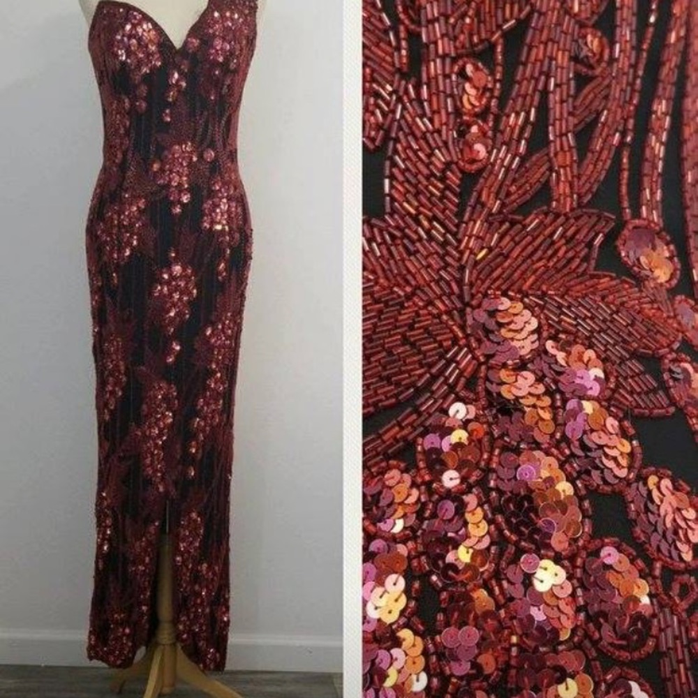 Beaded sequins evening gown - Boned - Rare design